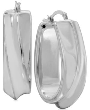 Twisted Huggy Hoop Earrings In Sterling Silver