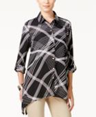 Jm Collection Printed Handkerchief-hem Blouse, Only At Macy's