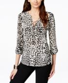 Inc International Concepts Printed Lace-up Top, Only At Macy's
