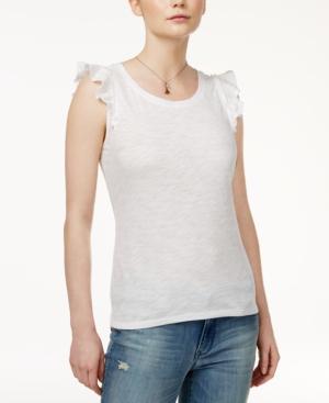 Maison Jules Cotton Flutter-sleeve Top, Only At Macy's