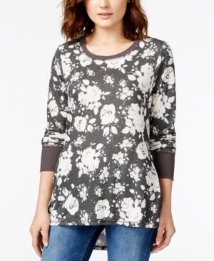 Eyeshadow Juniors' Printed Long-sleeve High-low Tunic Top