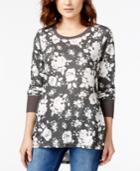 Eyeshadow Juniors' Printed Long-sleeve High-low Tunic Top