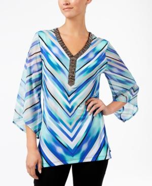 Jm Collection Embellished Chiffon Top, Only At Macy's