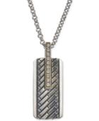 Esquire Men's Jewelry Diamond Dog Tag Pendant Necklace (1/10 Ct. T.w.) In Sterling Silver & 14k Gold, Created For Macy's