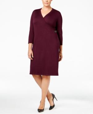 Calvin Klein Plus Size Buckled Sweater Dress
