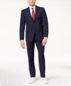 Perry Ellis Men's Slim-fit Dark Blue Pinstripe Stretch Suit