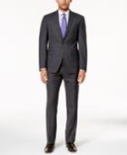 Tallia Men's Slim-fit Charcoal & Purple Plaid Suit