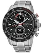 Seiko Men's Solar Chronograph Sportura Stainless Steel Bracelet Watch 45mm Ssc357