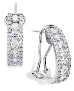 Sterling Silver Swarovski Zirconia Three-row Hoop Earrings (4 Ct. T.w.)