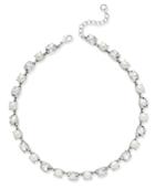 Charter Club Silver-tone Crystal And Imitation Pearl Collar Necklace, Only At Macy's