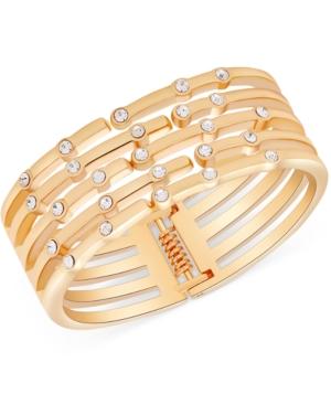 Guess Gold-tone Crystal Hinged Bangle Bracelet