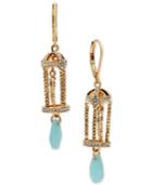 Lonna & Lilly Gold-tone Birdcage And Stone Drop Earrings