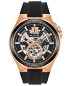Bulova Men's Automatic Black Silicone Strap Watch 46mm 98a177
