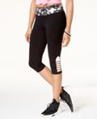 Material Girl Active Juniors' Camo Caged Capri Leggings, Created For Macy's