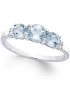 Aquamarine (9/10 Ct. T.w.) And Diamond (1/4 Ct. T.w.) Ring In Sterling Silver