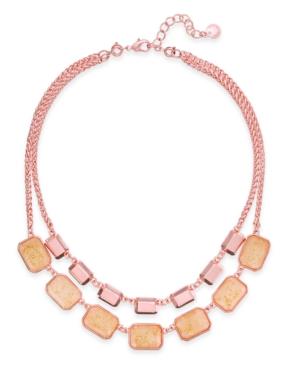 Charter Club Rose Gold-tone Orange/pink Stone 2 In 1 Necklace, Only At Macy's