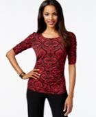 Alfani Petite Printed Ruched Top, Only At Macy's