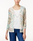Alfred Dunner Printed Layered-look Necklace Top