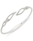 Danori Silver-tone Pave Leaf Open Bracelet