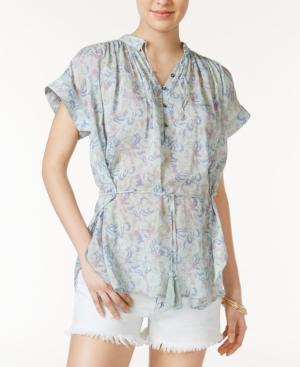 William Rast Alannah Floral-print Tasseled Top