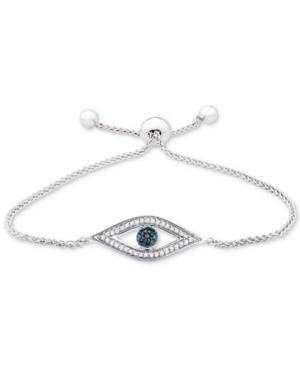 Wrapped Diamond Evil-eye Slider Bracelet (1/6 Ct. T.w.) In Sterling Silver, Created For Macy's