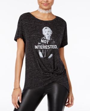 Hybrid Juniors' Marilyn Monroe Knot-front Graphic T-shirt