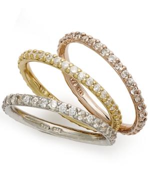 Giani Bernini Tri-tone Rings Set, Set Of 3 Cubic Zirconia Stackable Rings (2-1/5 Ct. T.w.)
