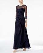 Alex Evenings Illusion Embellished A-line Gown