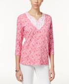 Alfred Dunner Octopus-print Lace-trim Tunic
