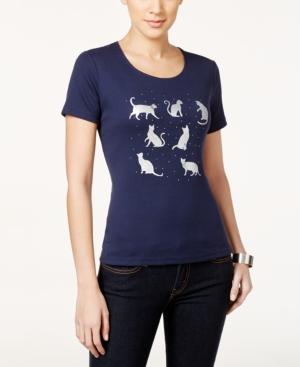 Karen Scott Petite Purrfect Day T-shirt, Only At Macy's