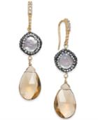 Paul & Pitu Naturally Two-tone Multi-stone & Imitation Pearl Drop Earrings