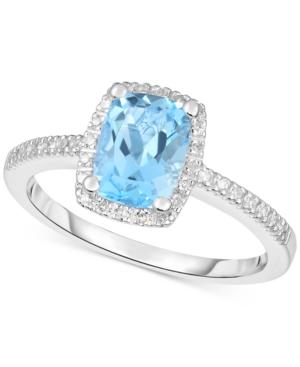 Blue Topaz (1-1/2 Ct. T.w.) & Diamond (1/8 Ct. T.w.) Ring In 14k White Gold (also In Rhodolite Garnet, Amethyst & Peridot)
