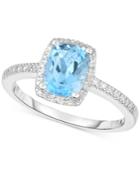 Blue Topaz (1-1/2 Ct. T.w.) & Diamond (1/8 Ct. T.w.) Ring In 14k White Gold (also In Rhodolite Garnet, Amethyst & Peridot)