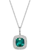 Lab-created Emerald (1-1/2 Ct. T.w.) And White Sapphire (1/3 Ct. T.w.) Pendant Necklace In Sterling Silver
