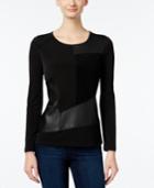 Calvin Klein Faux-leather Mixed-media Top