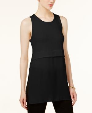 Bar Iii Mixed-media Ribbed Top, Created For Macy's