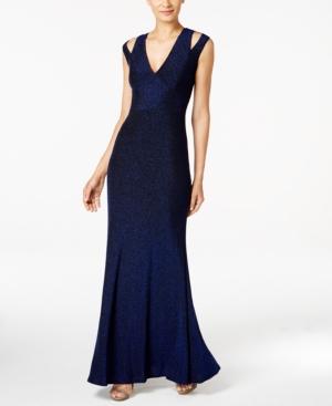 Calvin Klein Metallic Cutout Gown