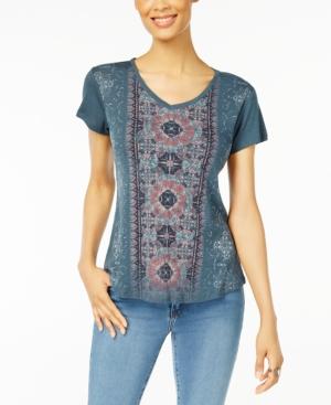 Style & Co Petite Graphic-print Shirttail T-shirt, Created For Macy's