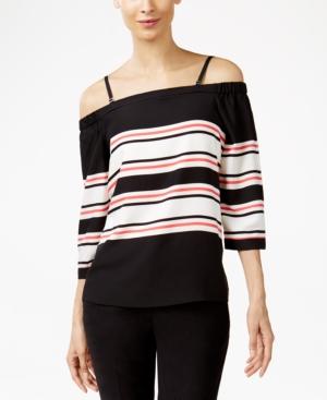 Calvin Klein Striped Off-the-shoulder Top