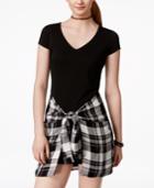 Material Girl Juniors' Plaid Wrap-front Dress, Only At Macy's