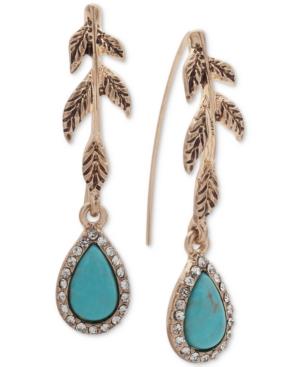 Lonna & Lilly Gold-tone Pave & Colored Stone Leaf Drop Earrings