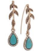 Lonna & Lilly Gold-tone Pave & Colored Stone Leaf Drop Earrings