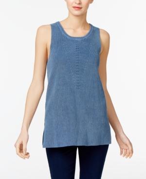 Two By Vince Camuto Cotton Sleeveless Ribbed Sweater
