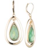 Anne Klein Gold-tone Green Stone Orbital Drop Earrings