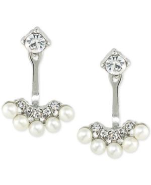 Carolee Silver-tone Crystal And Imitation Pearl Jacket Earrings