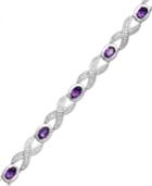 Sterling Silver-plated Bracelet, Amethyst (3-1/8 Ct. T.w.) And Diamond Accent Xo Bracelet
