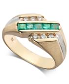 Men's Emerald (3/4 Ct. T.w.) & Diamond (1/4 Ct. T.w.) Ring In 14k Gold