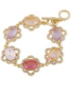 Carolee Gold-tone Multi-stone And Pave Link Bracelet
