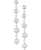 Cultured Freshwater Pearl (5-5-1/2mm) Chain Drop Earrings In Sterling Silver
