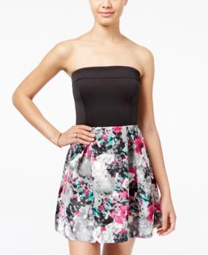 Teeze Me Juniors' Printed Strapless Fit & Flare Dress